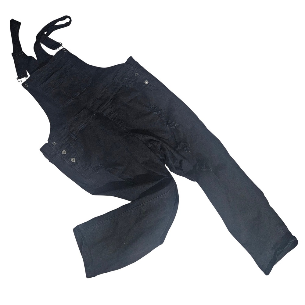 Torrid Denim First At Fit Black Distressed Overalls Plus Size 18 Ripped Edgy